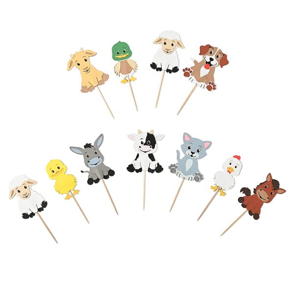 Multi Layer Farm Animal Cupcake Topper Party Decorations for Kids Birthday Baby Shower Barnyard Cartoon Cupcake Topper Picks Party Supplies (Cupcake Topper)