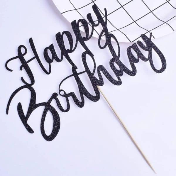 Glitter happy birthday Cake Topper (6inch), Happy Birthday Cake Bunting Decor, Birthday Party Decoration Supplies