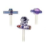 Outer Space Cupcake Toppers Planet Party Supplies Birthday Decorations Rocket Astronaut Cupcake Decoration Outer Space Spaceship Themed Kids Children Party Supplies