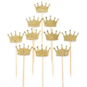 Crown Cupcake Cake Toppers Gold Glitter,20 Pcs Cake Decoration for First Birthday, Birthday Party,Baby Shower Wedding Food Decor and Cupcake Party Picks