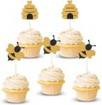 Glitter Bumble Bee Cupcake Toppers Bee Cupcake Toppers for Baby Shower Birthday Honey bee Party Decor