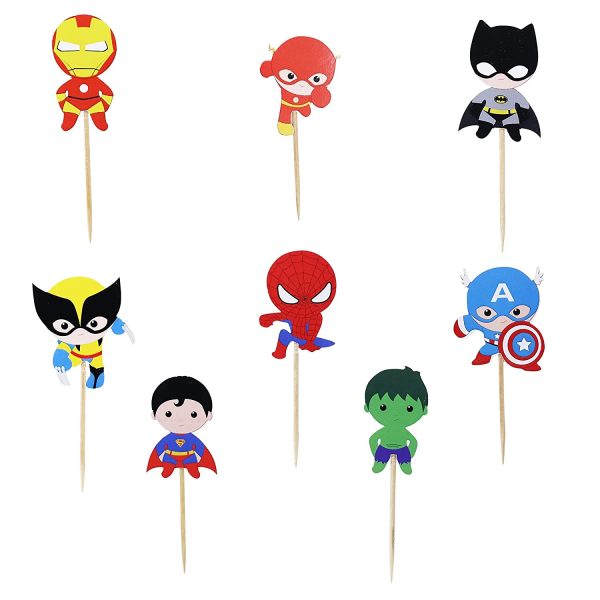 Cartoon Superhero Cupcake Topper for Kids Birthday Party Cake Decoration Supplies Super Heroes Cupcake Toppers Cupcake Toppers/Super Heroes Party Supplies/Superheroes Inspired