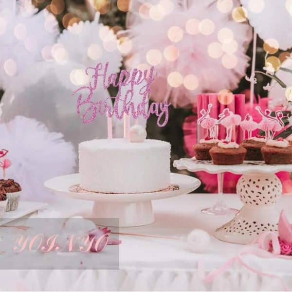 Glitter happy birthday Cake Topper (6inch), Happy Birthday Cake Bunting Decor, Birthday Party Decoration Supplies