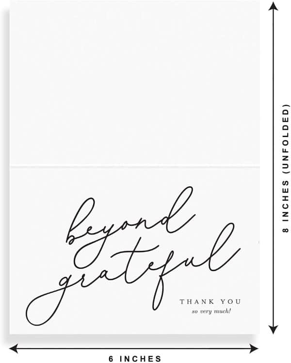 Beyond Grateful Thank You Cards with Envelopes, 4x6 Folded, Tented, Perfect for: Wedding, Bridal Shower, Baby Shower, Birthday, or just to say Thanks!