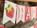 Strawberry Theme Strawberry Birthday Banner - Berry First Party Theme - Birthday Decorations - Pink White and Red