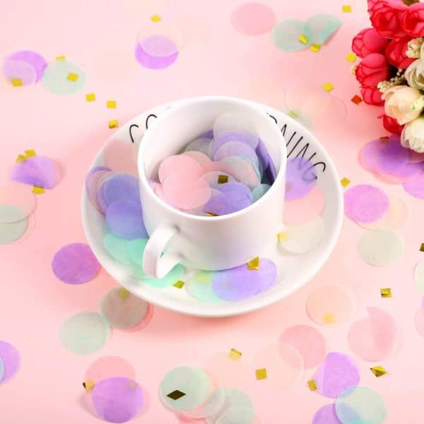 inch round tissue paper table confetti unicorn / mermaid party decoration, 10-15grms- Multi color