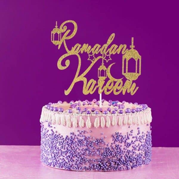 Gold Glitter Ramadan Kareem Cake Topper - Ramadan Mubarak Decorations, Ramadan Party Supplies, Muslim Islam Hajj Party Decoration