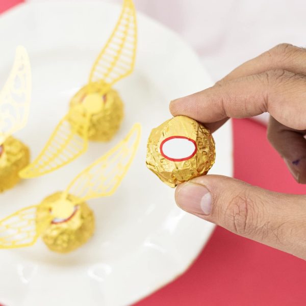 Golden Wings Chocolate Decor Wizard Party Chocolate Decoration Hollowed Wings Wafer Cupcake Toppers with Glue Point for Them Party Decor Supplies
