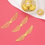 Golden Wings Chocolate Decor Wizard Party Chocolate Decoration Hollowed Wings Wafer Cupcake Toppers with Glue Point for Them Party Decor Supplies
