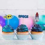 Outer Space Cupcake Toppers Planet Party Supplies Birthday Decorations Rocket Astronaut Cupcake Decoration Outer Space Spaceship Themed Kids Children Party Supplies