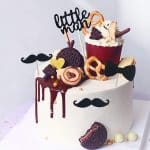 Black Little Man Mini Mustache Bowtie Cupcake Toppers for Baby Shower Party Decorations