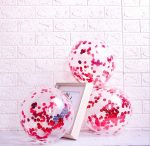 Confetti Balloons (Rose Red) for Valentine's Day, Party Decoration, Engagement, Weddings, Birthdays, Showers Party (Pack of 12)