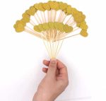 Heart Cupcake Toppers Sweet Love Theme Hearts Food Picks for Valentine Wedding Engagement Bridal Shower Birthday Party Cake Decorations - Gold