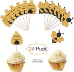 Glitter Bumble Bee Cupcake Toppers Bee Cupcake Toppers for Baby Shower Birthday Honey bee Party Decor