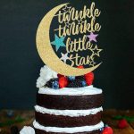 Twinkle Twinkle Little Star Cake Topper, Half Moon Multi Color Little Star Birthday Party Baby Shower Glitter Party Decorations