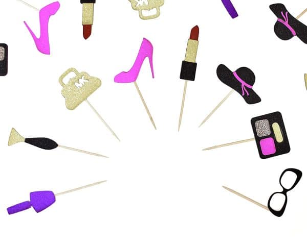 Make Up Cupcake Toppers Spa Cupcake Toppers Cosmetics Cupcake Toppers for Make Up Parties Make-Up Birthday Cupcake Toppers for Glam Birthday Teen Birthday Fashion and Girly Stuff