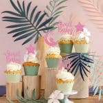 Baby Shower Girl Cupcake Toppers with Moon Glitter Star Sweet Baby Girl Cupcake Picks Baby Shower Kids Girl Birthday Party Cake Decorations Supplies Pink (Sweet Baby Girl)
