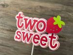 Strawberry Two Sweet Cake Topper, Strawberry Cake Topper for Boys Girls 2nd Birthday Party, Happy 2nd Birthday Cake Decor Fruit Theme Two Years Old Birthday Party Supplies