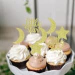 Little Star Cupcake Toppers with Moon Gold Glitter Star Cupcake Picks Baby Shower Kids Birthday Party Cake Decorations Supplies