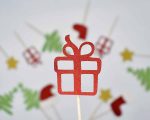 Christmas Glitter Cupcake Topper Food Fruit Picks Decorations for Christmas Party Favors Includ Santa Hats, Christmas Tree, Red Socks, Gift, Star