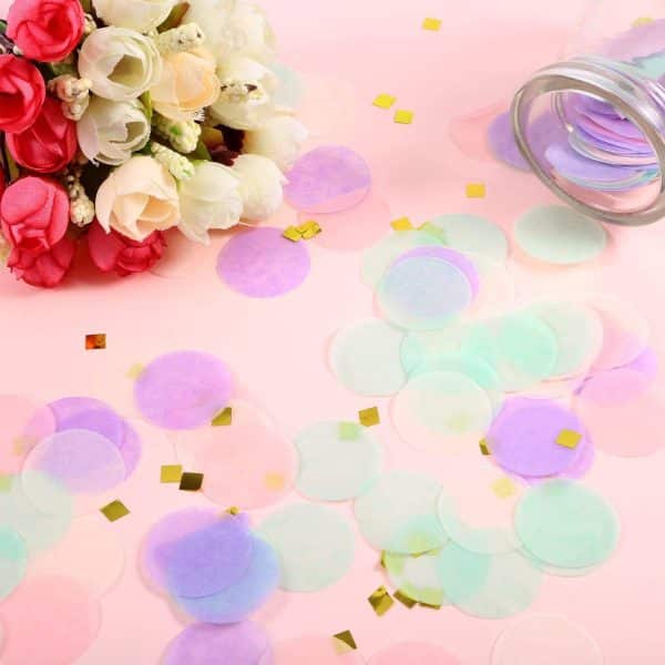 inch round tissue paper table confetti unicorn / mermaid party decoration, 10-15grms- Multi color