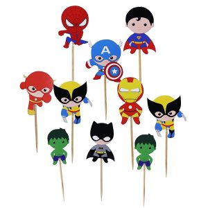 Cartoon Superhero Cupcake Topper for Kids Birthday Party Cake Decoration Supplies Super Heroes Cupcake Toppers Cupcake Toppers/Super Heroes Party Supplies/Superheroes Inspired
