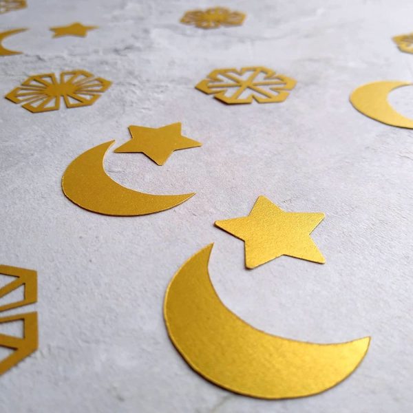 Eid Confetti, Ramadan Table Decoration, Crescent Moon and Star Confetti, Islamic Party Confetti