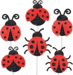 Ladybug Cake Topper Cupcake Toppers for Girls Birthday Party Ladybug Cake Decorations for Little Ladybug Theme Party Baby Shower Supplies