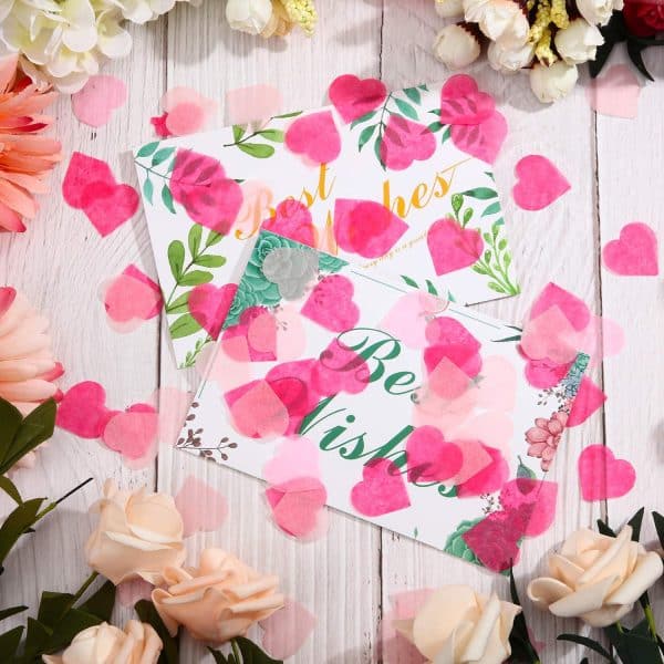Valentine's Day Heart Shape Tissue Confetti 1000 Pcs / 10-15 grm Paper Table Confetti for Valentine's Day, Wedding Party, Baby Shower and Balloon Decorations, 1 inch (Rose Red, Peach)