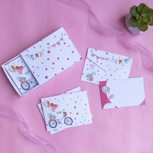 Small Greeting Note Cards w/ Envelopes & Stickers (Pack of 10), Vintage Bicycle, For Mothers Day, Valentines Day, All Occasions - 3" x 4.2" Note Tag