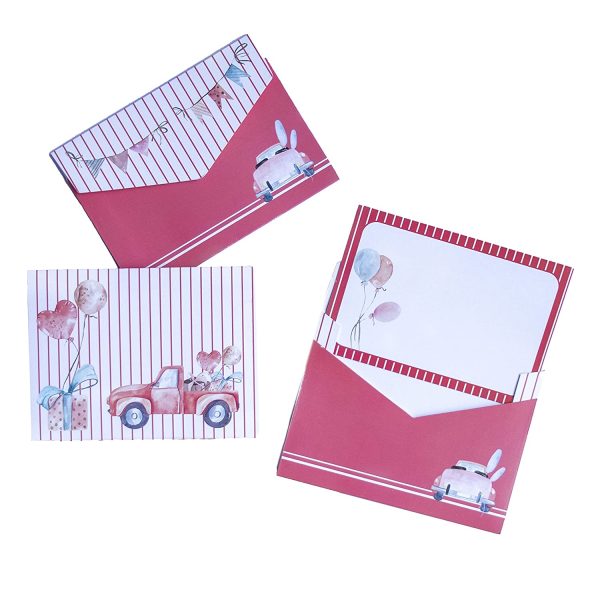 Small Greeting Note Cards w/ Envelopes & Stickers (Pack of 10), Vintage Car, For Mothers Day, Valentines Day, All Occasions - 3" x 4.2" Note Cards