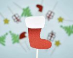 Christmas Glitter Cupcake Topper Food Fruit Picks Decorations for Christmas Party Favors Includ Santa Hats, Christmas Tree, Red Socks, Gift, Star