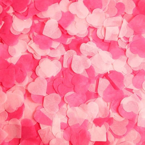 Valentine's Day Heart Shape Tissue Confetti 1000 Pcs / 10-15 grm Paper Table Confetti for Valentine's Day, Wedding Party, Baby Shower and Balloon Decorations, 1 inch (Rose Red, Peach)