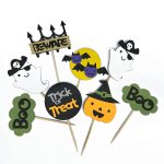 Halloween Cupcake Toppers Trick or Treat Pumpkin Hat Ghost Beware Bats Boo Cupcake Picks Baby Shower Birthday Halloween Themed Party Cake Decorations Supplies