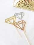 Gold Glitter Diamond Ring Donut Toppers Cupcake Picks for Bridal Shower Engagement Party Decorations