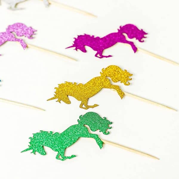 Unicorn Cupcake Toppers - Unicorn Party Glitter Colorful Cupcake Toppers Supplies - Baby Shower Girls Party Dessert Food Picks Decorations