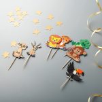Multi Layer Zoo Animal Theme Dessert Muffin Cake Cupcake Toppers Picks Cake Decoration for Jungle Safari Themed Party, Baby Shower or Birthday Party Decoration, etc