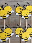 Bumble Bee Cupcake Toppers Oh Babee Cupcake Picks Multi Layer Honey Bee Cupcake Picks for Baby Shower Birthday Party Decorations Supplies (Multi Layer)