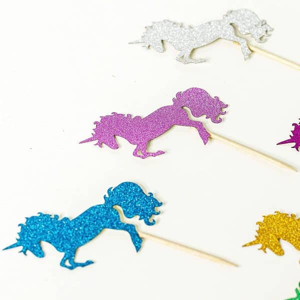 Unicorn Cupcake Toppers - Unicorn Party Glitter Colorful Cupcake Toppers Supplies - Baby Shower Girls Party Dessert Food Picks Decorations