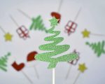 Christmas Glitter Cupcake Topper Food Fruit Picks Decorations for Christmas Party Favors Includ Santa Hats, Christmas Tree, Red Socks, Gift, Star