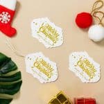 Merry Christmas & Happy New Year Gift Tags Gold Foil - Fancy Frame Gift Tags for Christmas