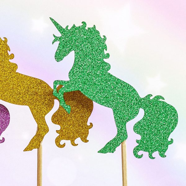 Unicorn Cupcake Toppers - Unicorn Party Glitter Colorful Cupcake Toppers Supplies - Baby Shower Girls Party Dessert Food Picks Decorations